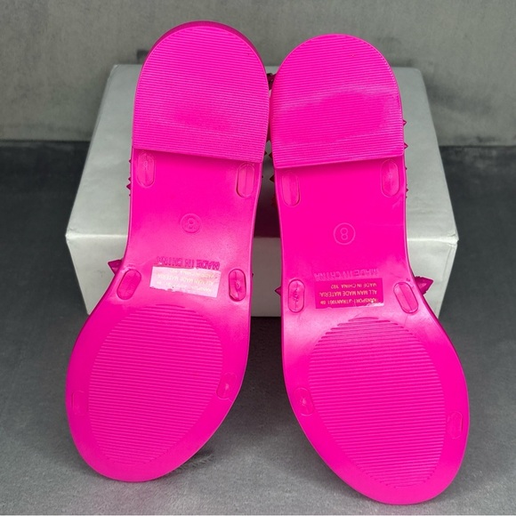🔥🔥🔥Steve Madden Pink Jelly Sandals with Ruffled Ankle Straps Size: 8🔥🔥🔥 - Picture 5 of 6